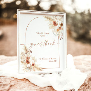Boho Wedding Guestbook Sign   Arch Pampas Grass