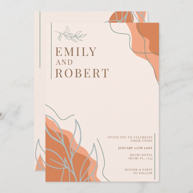 Boho Wedding Invitation (Front/Back)