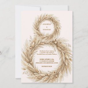 Boho Wedding Invitation Pampas Wreath Frame