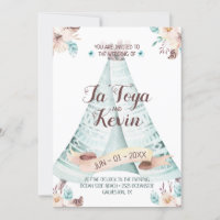 Boho Wedding Invitation Watercolor Floral Teepee