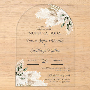 Boho Wedding invite in Spanish Acrylic Invitations