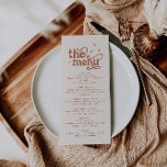 Boho Wedding Menu<br><div class="desc">This is a retro themed wedding menu template. Edit most* wording and colours on this retro wedding invite to make it fit your event theme personal style! (the words "the" and "menu" are not editable, but you can change the colours of it!) // For matching designs, search BIRDIE in the...</div>