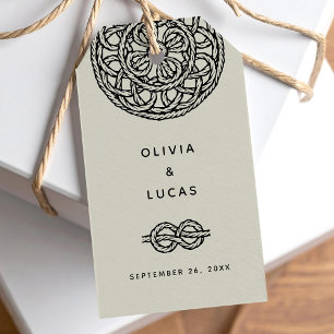 Boho wedding or engagement Favour tag with knots