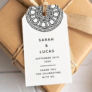 Boho wedding or engagement Favour tag with knots