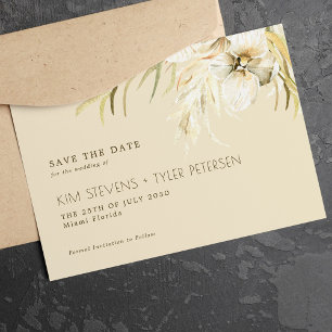 Boho wedding pampas grass modern wedding save the date