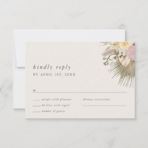Boho Wedding Pampas Grass Orchid Palm Protea RSVP Card