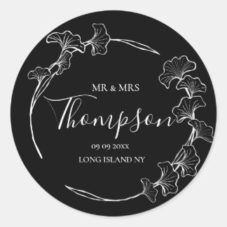 Boho Wedding Personalize Text Classic Round Sticke Classic Round Sticker