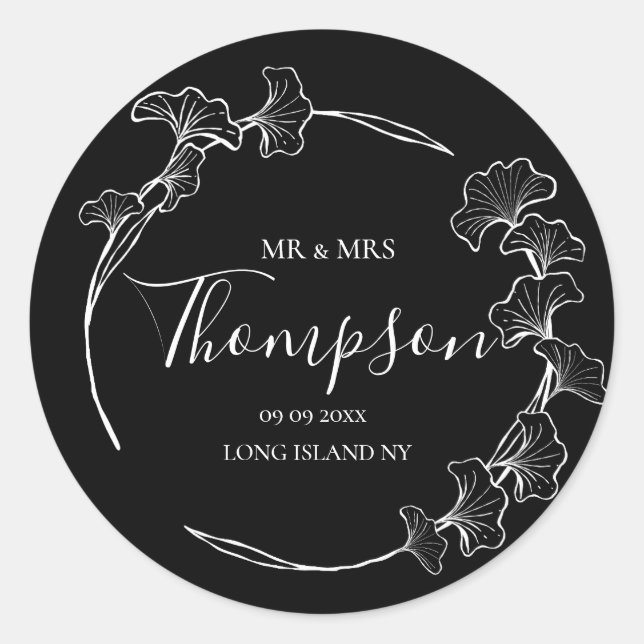 Boho Wedding Personalize Text Classic Round Sticke Sticker (Front)