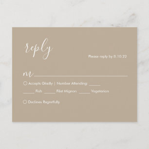 Boho Wedding RSVP Card, Meal Options Postcard