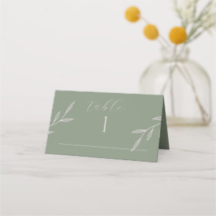 Boho Wedding Sage Green Foilage Folded Place Card