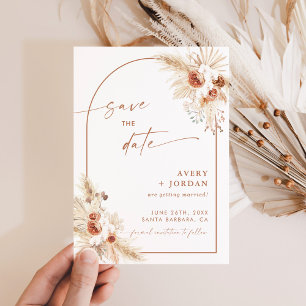 Boho Wedding Save the Date Invite Pampas Grass