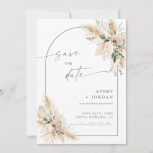 Boho Wedding Save the Date Invite   Pampas Grass 