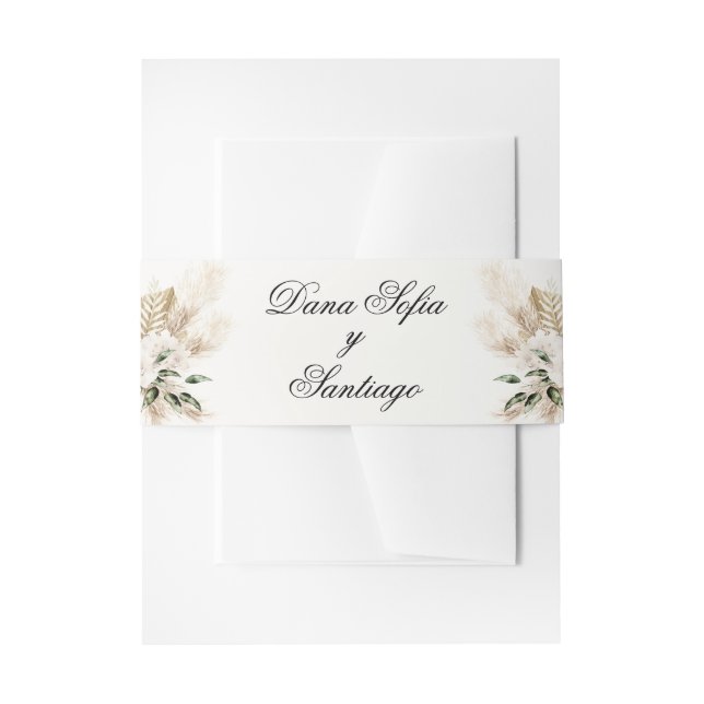 Boho Wedding Spanish Invitation Belly Band (Front Example)