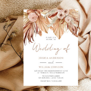 Boho Wedding: Terracotta Dried Floral Bohemian Invitation