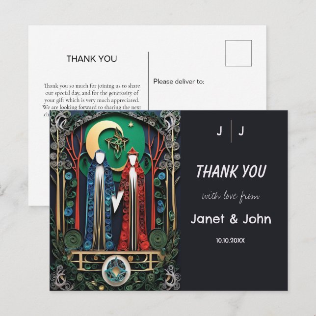 Boho Wedding Thank You  Postcard (Front/Back)