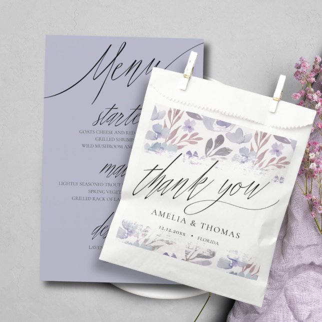 Boho Wedding Thank you Purple Floral Favour Bag (Creator Uploaded)
