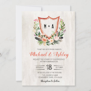 Boho wedding theme invitation