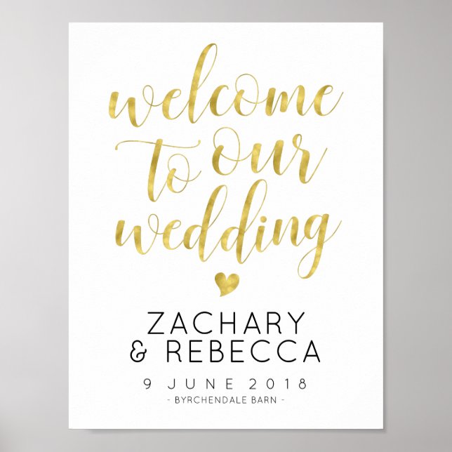 Boho Wedding Welcome Sign Gold (Front)
