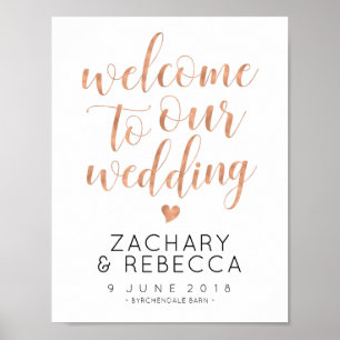 Boho Wedding Welcome Sign Rose Gold