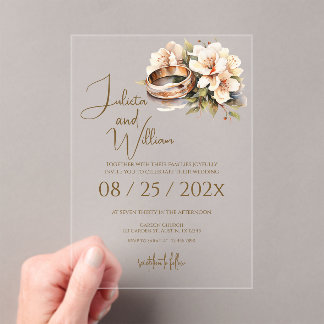 Boho Wedding with Rings Acrylic Invitations
