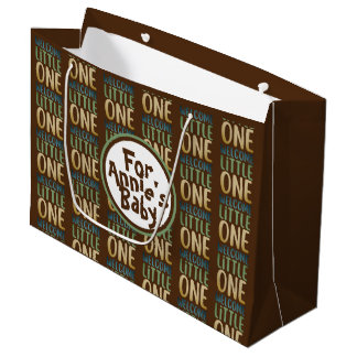 Boho "Welcome Little One" Baby Shower Large Gift Bag
