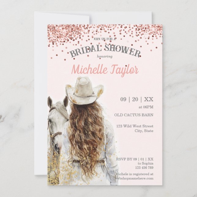 Boho Western Bride Wild West Country Cowgirl  Invitation (Front)
