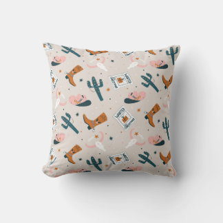 Boho Western Christmas - Beige Throw Pillow