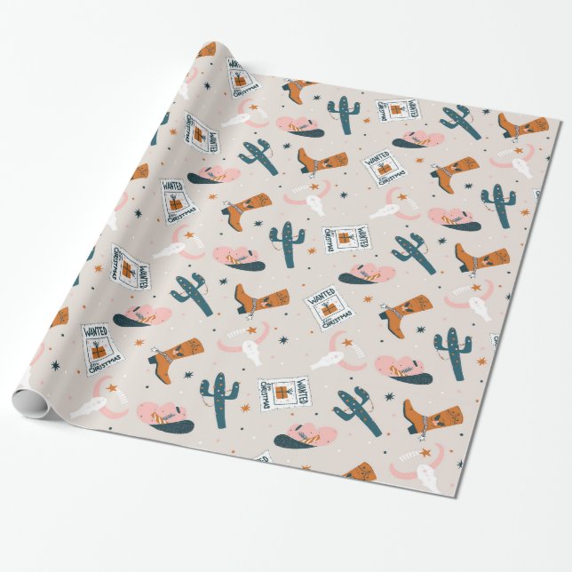 Boho Western Christmas - Beige Wrapping Paper (Unrolled)