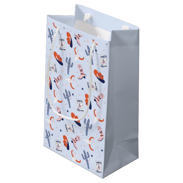 Boho Western Christmas - Blue  Small Gift Bag (Back Angled)