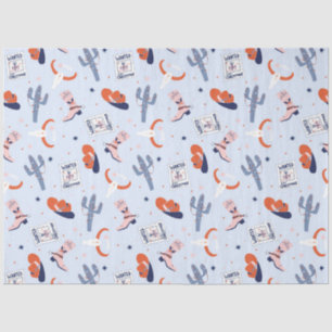 Boho Western Christmas - Blue  Tissue Paper