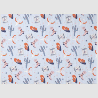 Boho Western Christmas - Blue  Tissue Paper