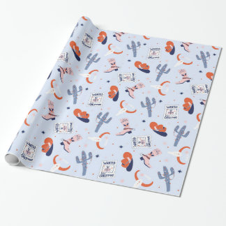 Boho Western Christmas - Blue Wrapping Paper