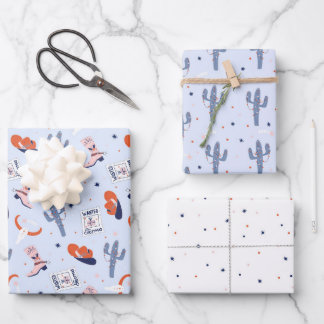 Boho Western Christmas Collection - Blue Wrapping Paper Sheet