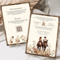 Boho Western Couple Riding Horse QR Code Wedding