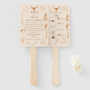 Boho Western Cowboy Illustration  Events Timeline  Hand Fan