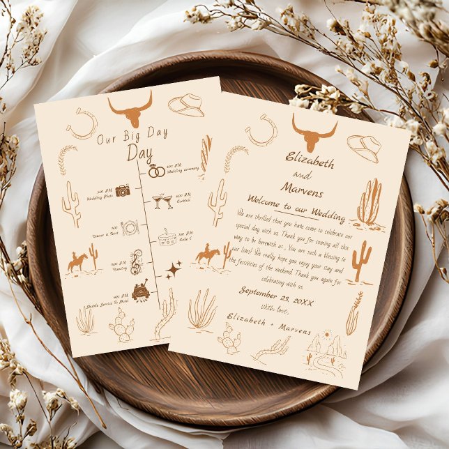 Boho Western Cowboy Illustration  Events Timeline  Program (Creator Uploaded)