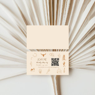 Boho Western Cowboy Illustration Wedding Scan Me Enclosure Card