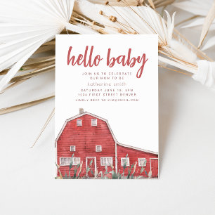 Boho Western Red Barn Thème Baby shower Invitation