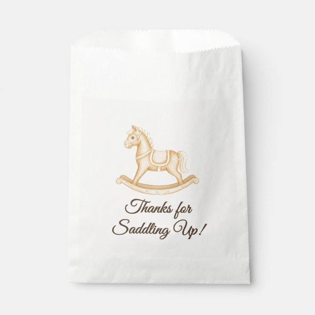 Boho Western Rocking Horse Baby Shower Favour Bag (Front)