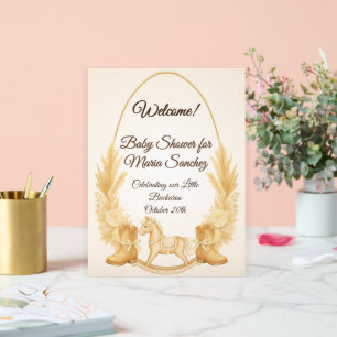 Boho Western Rocking Horse Baby Shower Welcome Acrylic Sign