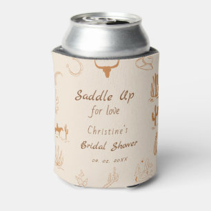 Boho Western Saddle up Cowboy Bridal shower Can Cooler