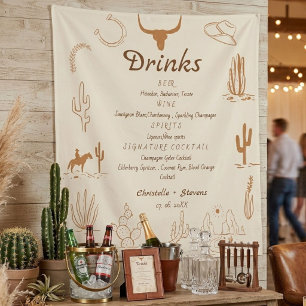 Boho Western wedding bar menu,drink wedding  Poste Tapestry