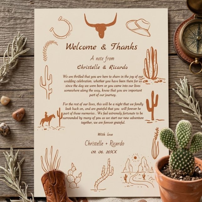 Boho Western Welcome & thank you Wedding note (Creator Uploaded)