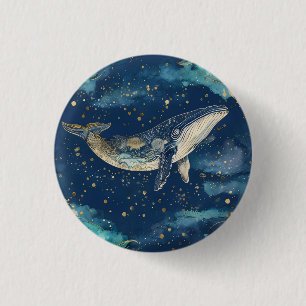 Boho Whale Mandala 1 Inch Round Button