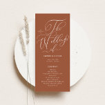 Boho Whimsical Calligraphy Terracotta Wedding Program<br><div class="desc">Keep your guests informed and your ceremony stylish with these wedding programs featuring whimsical calligraphy and a clean, timeless design. Perfect for any wedding theme or season, these elegant wedding programs guide guests through your ceremony. Customize the wording and choose from a variety of colours to match your wedding style,...</div>