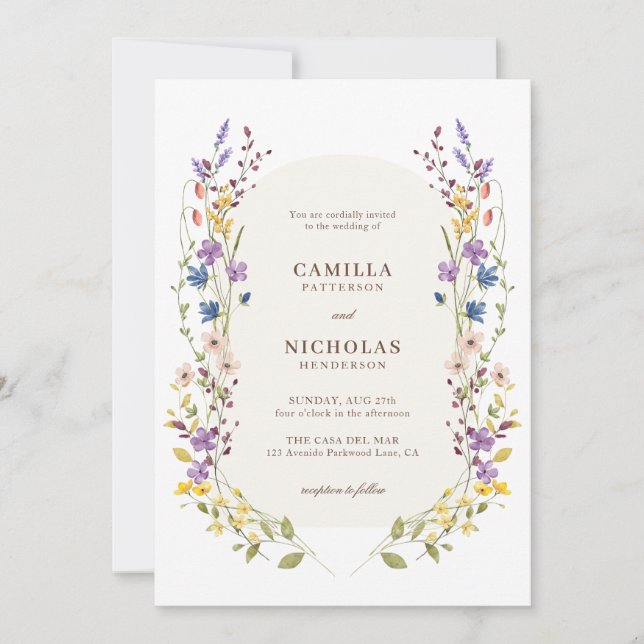 Boho Whimsical Fleur sauvage Arch Faire-part de ma (Devant)