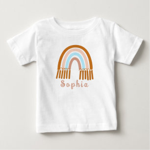 Boho Whimsical Rainbow with Personalized Name Baby T-Shirt