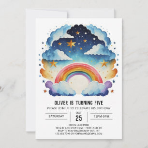 Boho Whimsy Clouds Birthday Invitation