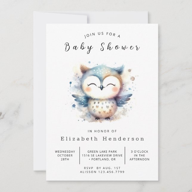 Boho Whimsy Owl Baby Shower Invitation (Front)