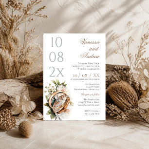 Boho Whit Ring Wedding Invitation